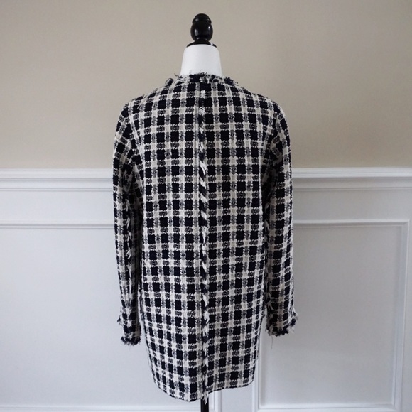 ZARA black and white tweed pea coat - Picture 2 of 5